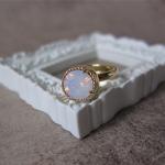 Orb Ring - Pale Pink Swarovski Crystal On 14k Gold..