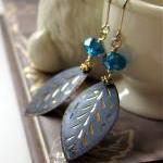Moments Earrings - Vintage Incised Chamr With Teal..