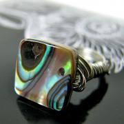 Peacock Ring - abalone shell / wire wrapped (made to order)