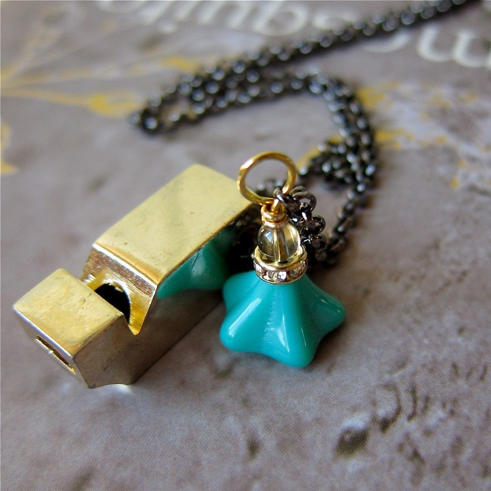 Nostalgic Whistle Necklace - 14k Gold Plated Over Brass