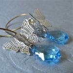 Papillion Earrings - Swarovski Crystal With Silver..