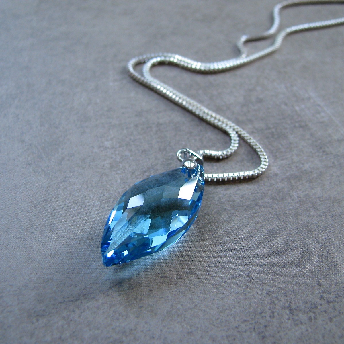 Celebration Necklace - Swarovski Crystal . Sterling Silver . Aquamarine ...